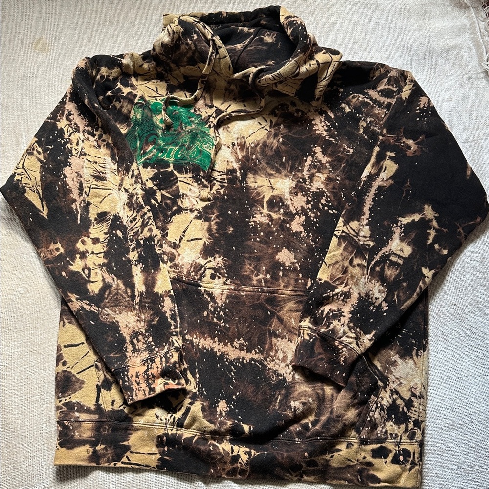 Tie-Dye Hoodie with Green Graphic